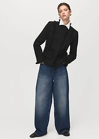 Tweed jacket with frayed ends