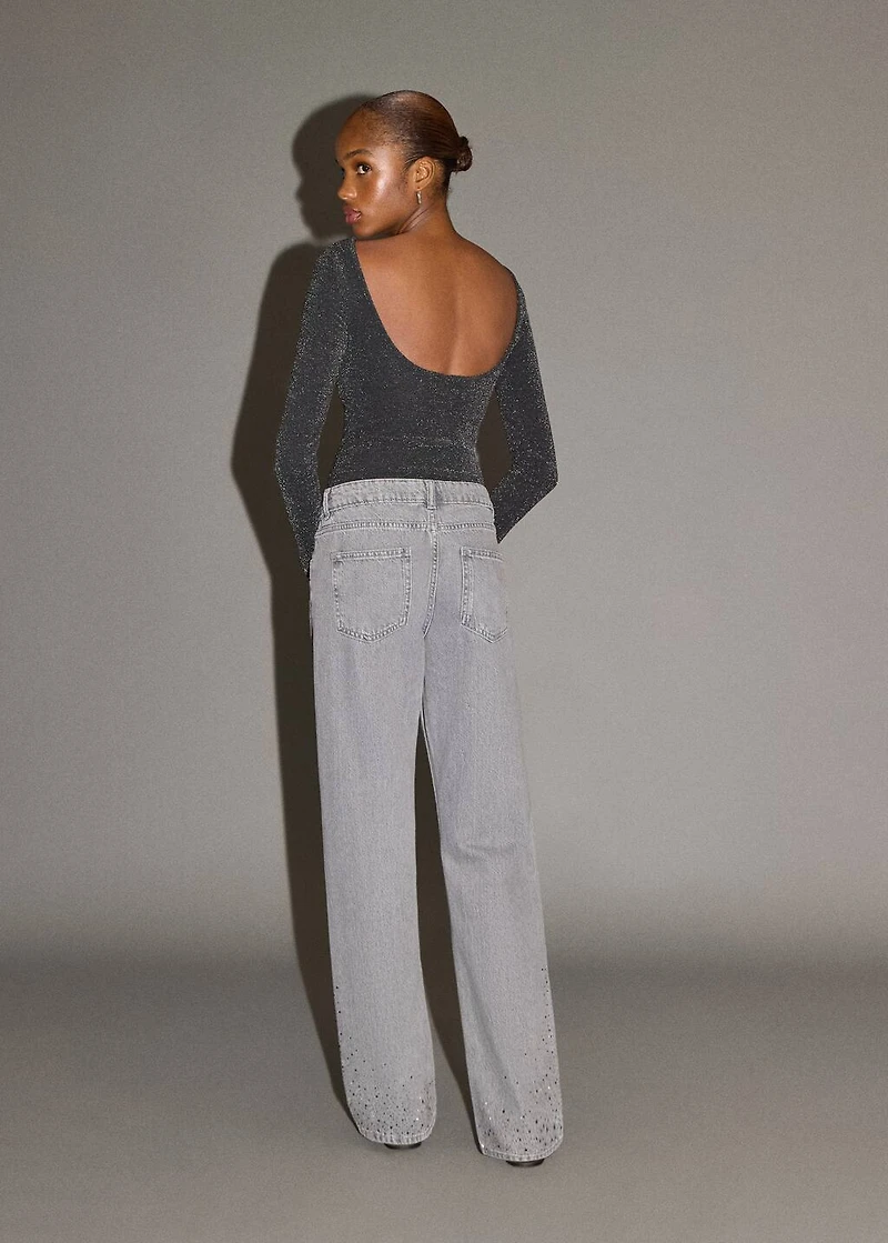 Open-back lurex bodysuit