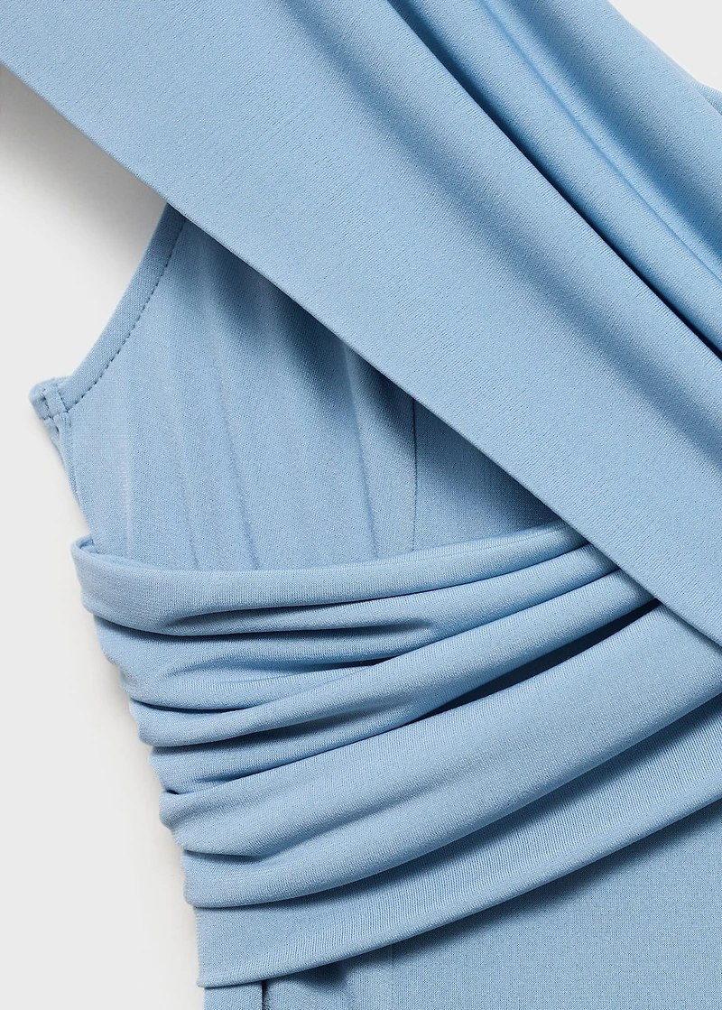 A-line dress with crossover neckline