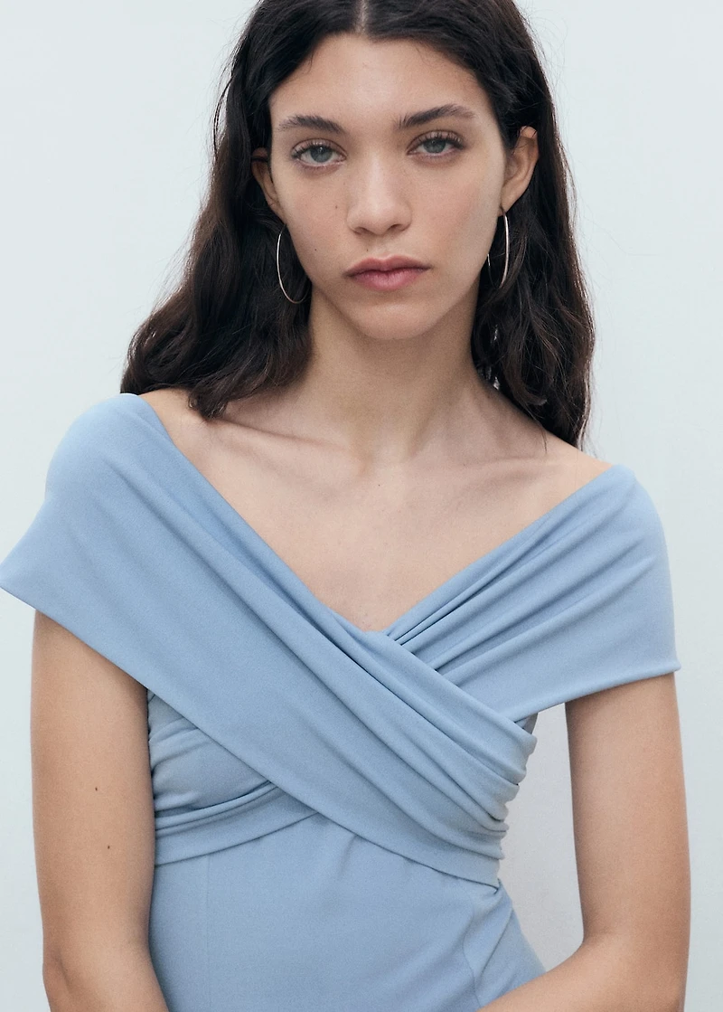 A-line dress with crossover neckline