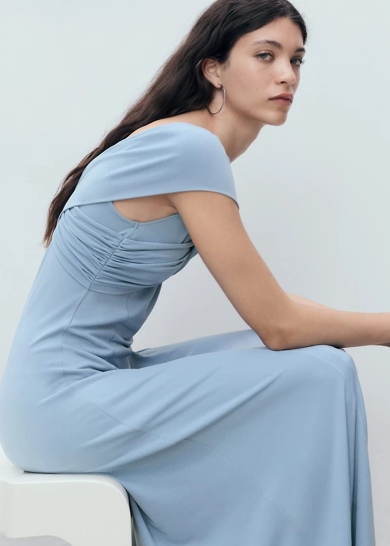 A-line dress with crossover neckline