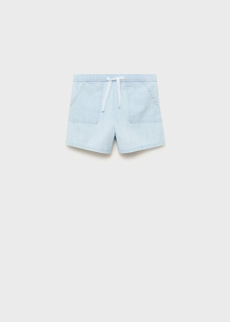 Denim-effect cotton shorts