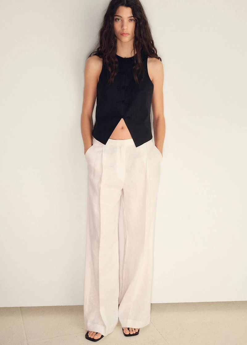 Linen-blend suit vest