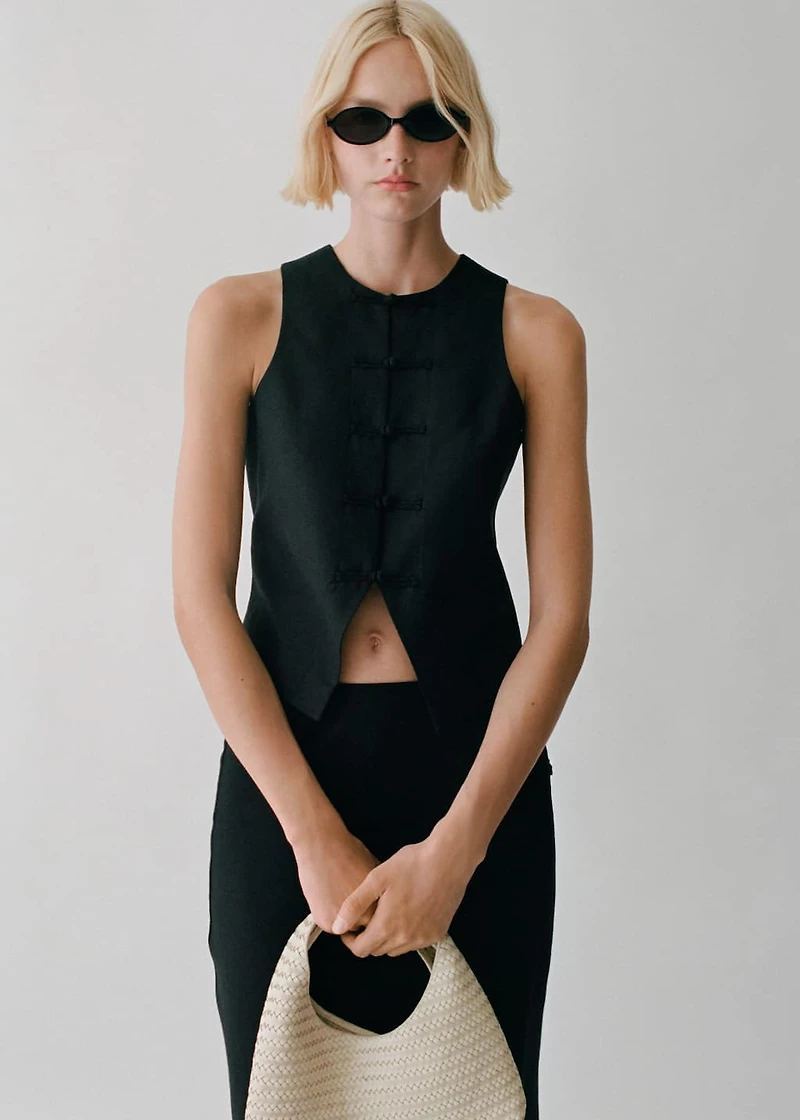 Linen-blend suit vest