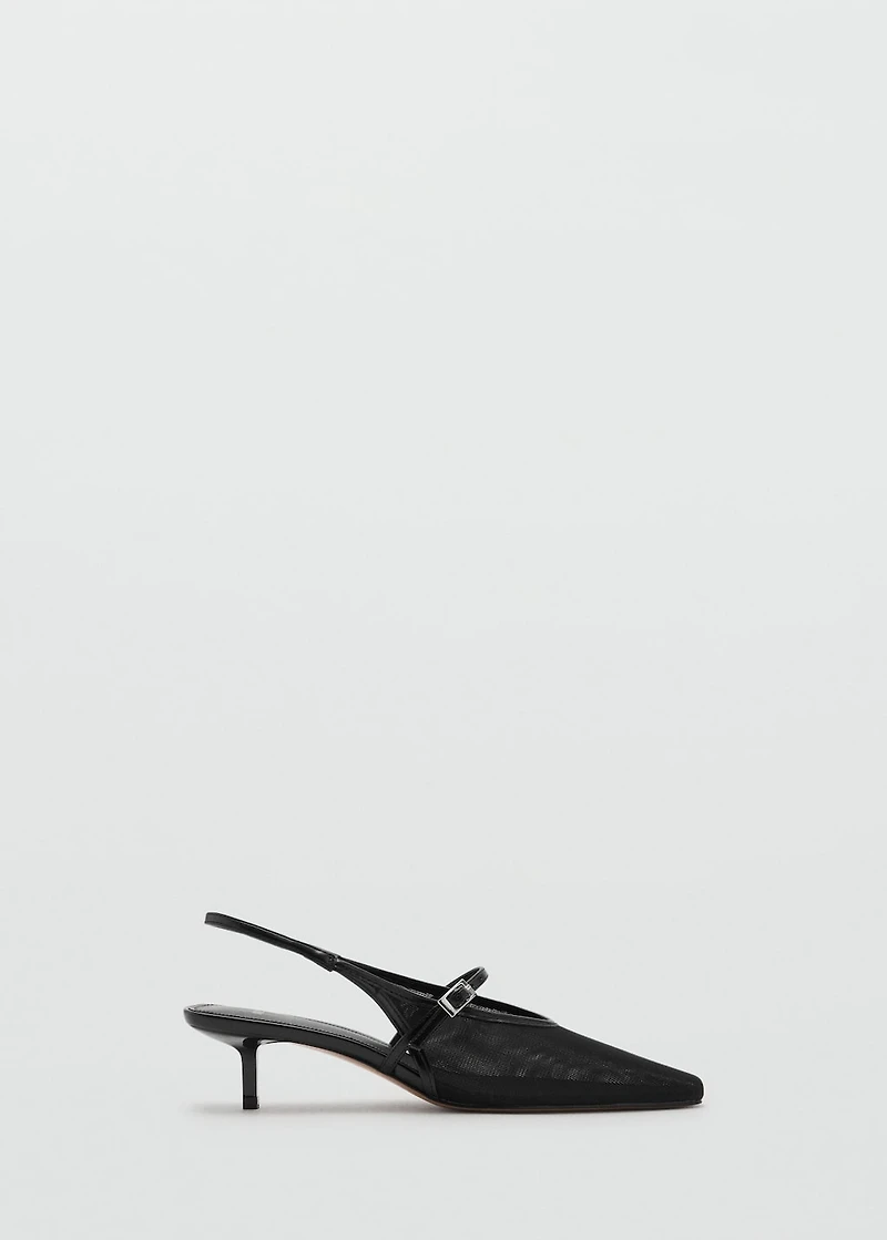 Mesh buckle stiletto-heeled shoes