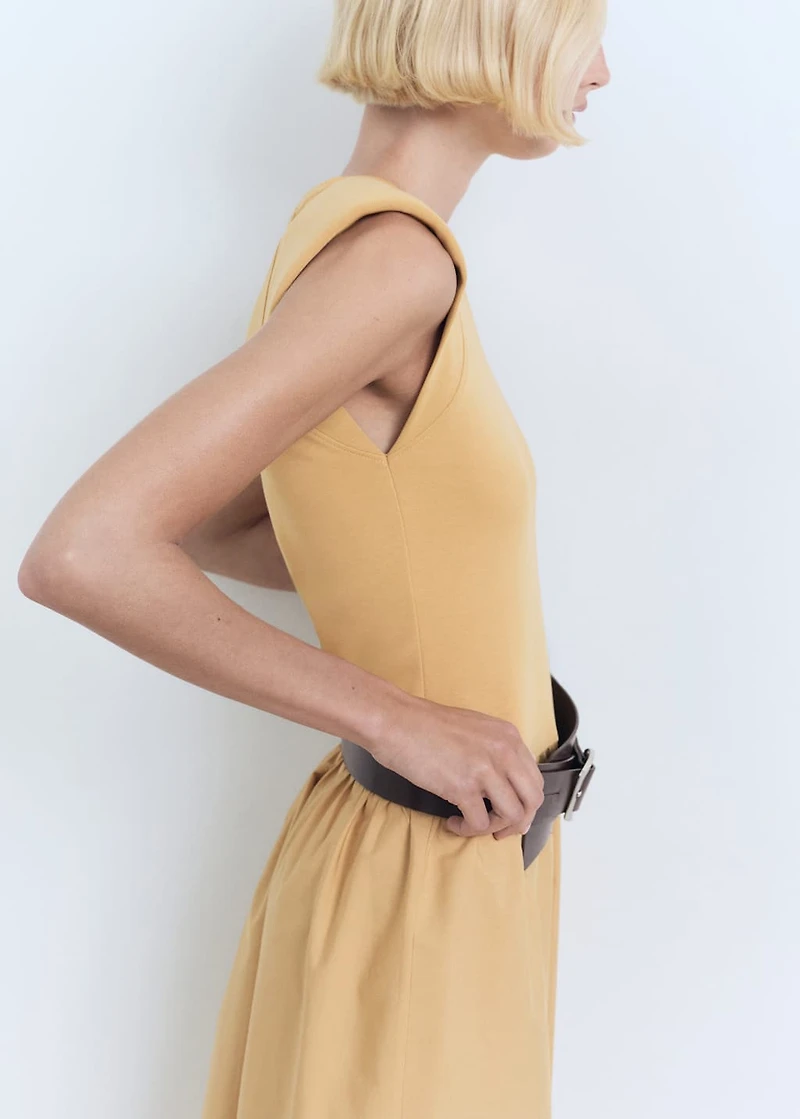 Combined fabric midi-dress
