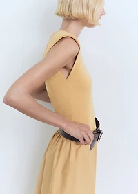 Combined fabric midi-dress
