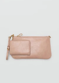 Tumbled leather-effect clutch
