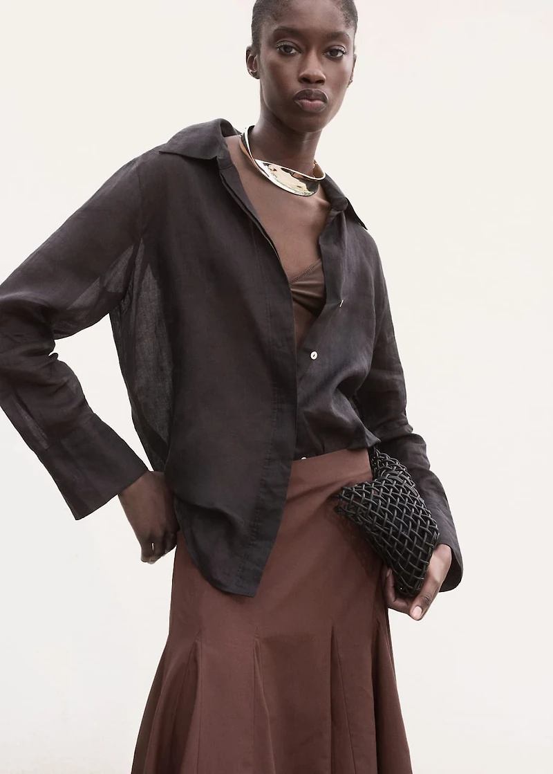 Pleated midi-skirt