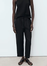 Linen pants with drawstring
