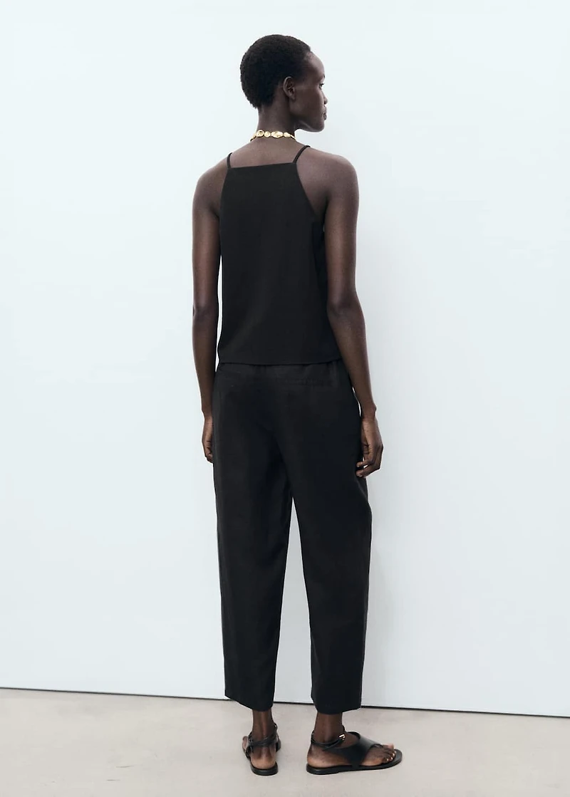 Linen pants with drawstring