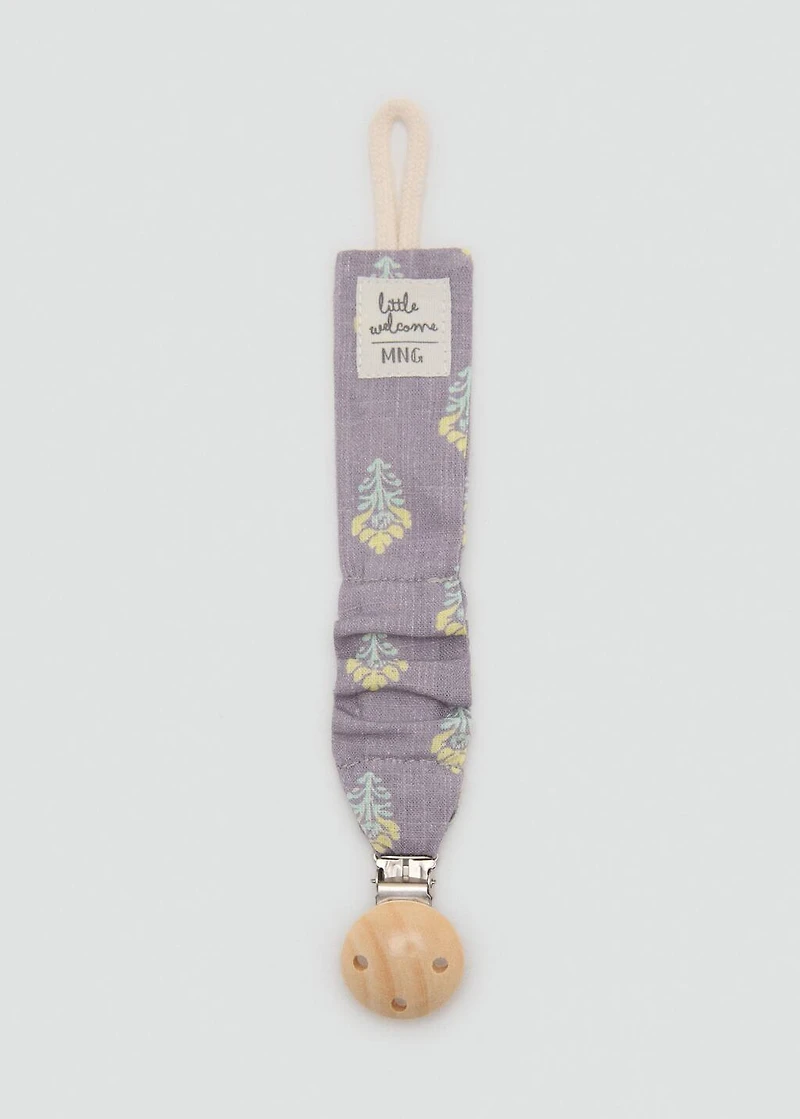 Floral cotton pacifier clip