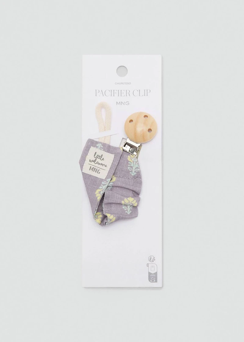 Floral cotton pacifier clip