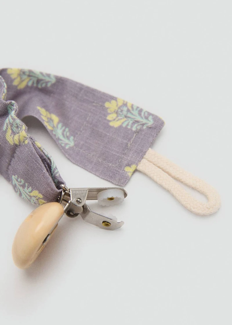 Floral cotton pacifier clip