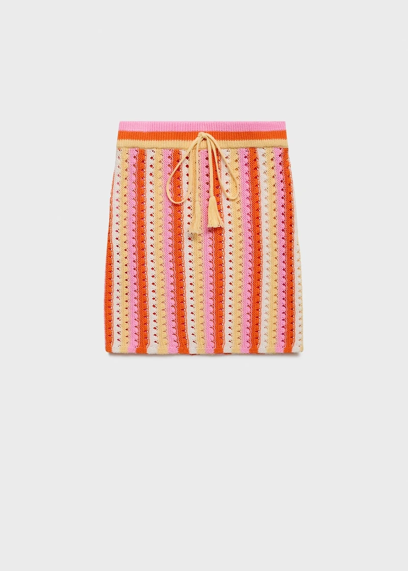 Two-tone striped crochet skirt