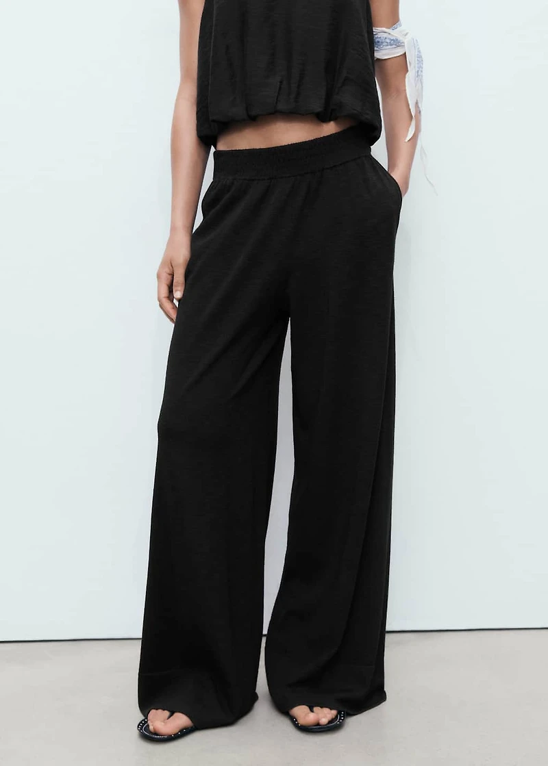Fine-knit straight-fit pants