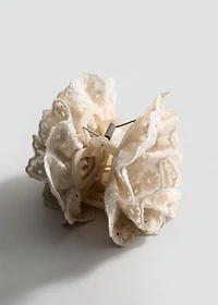 Embroidered flower clip