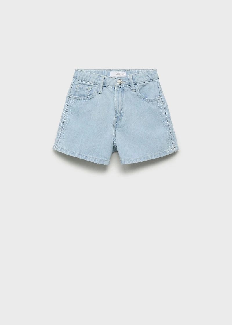 Embroidered cotton shorts