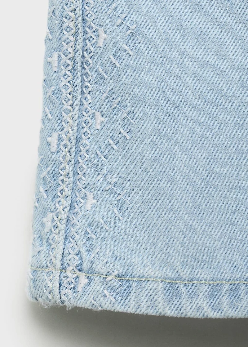 Embroidered cotton shorts