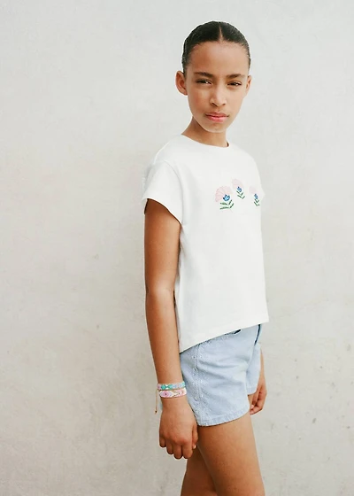 Embroidered cotton shorts