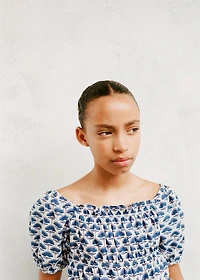 Printed linen blouse