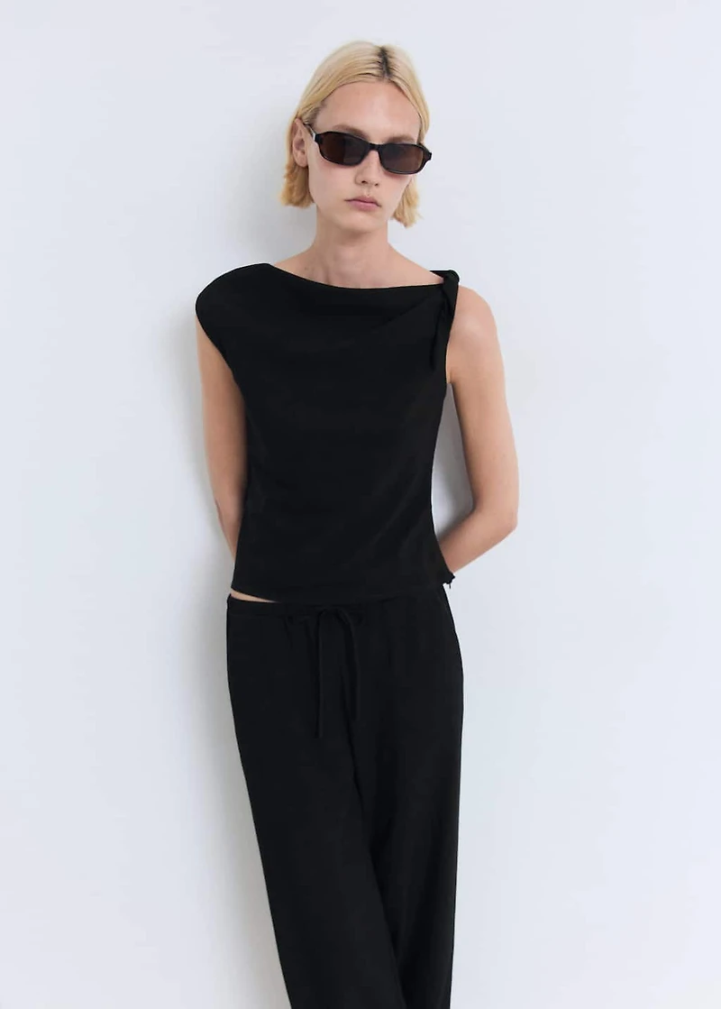 Drawstring straight pants