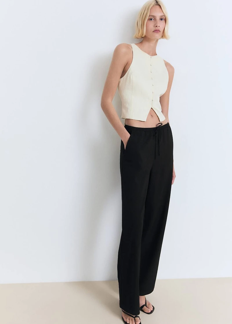Drawstring straight pants