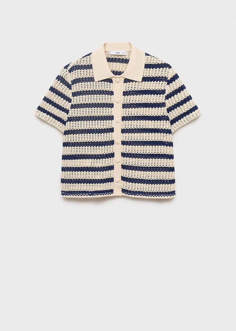 Short-sleeved striped cardigan