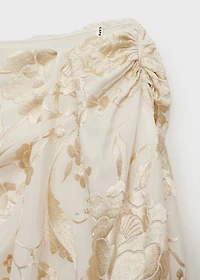 Pareo-style skirt with embroidered fringe