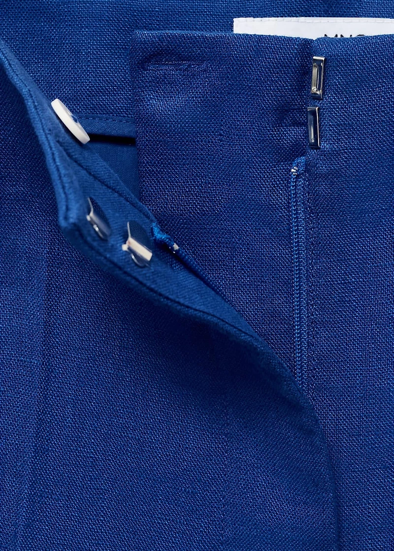 Linen straight-fit mid-rise shorts