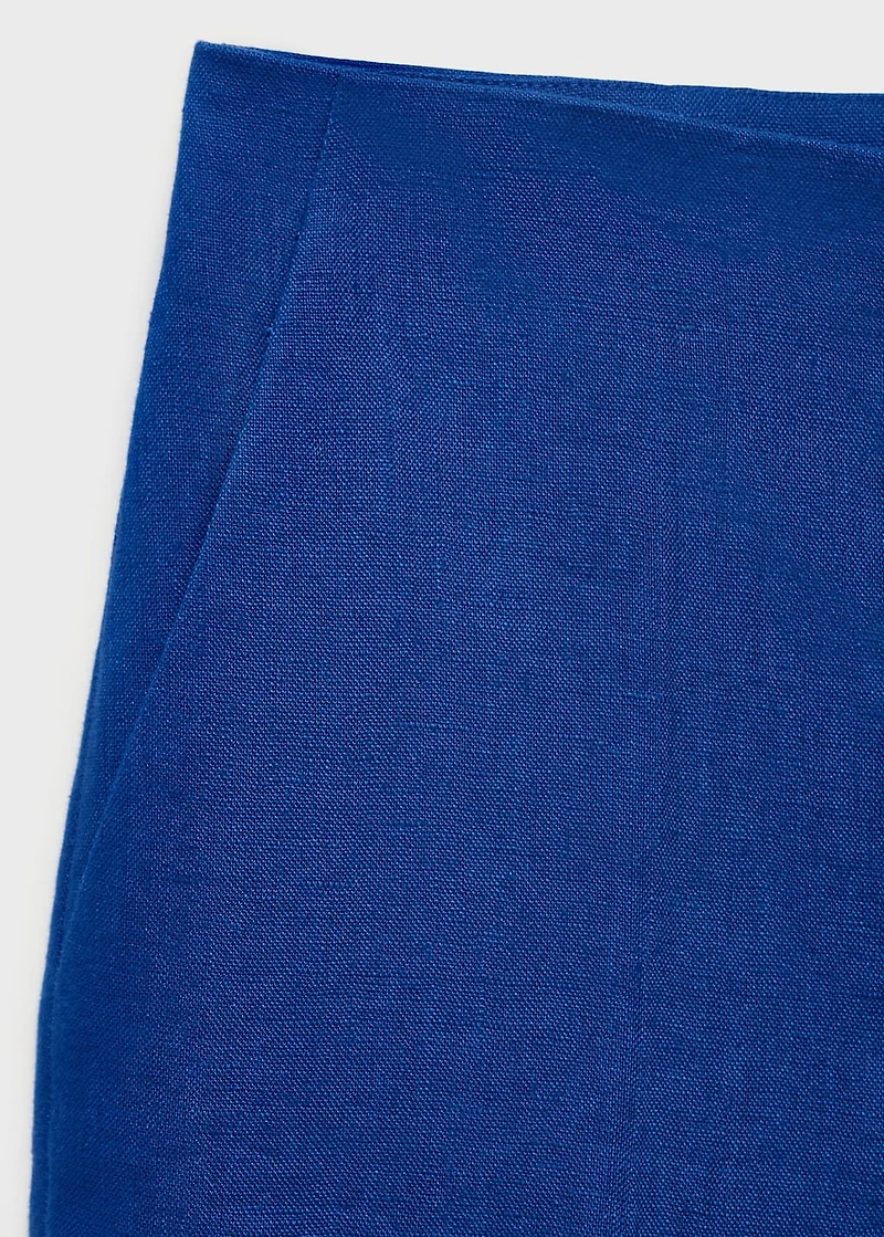 Linen straight-fit mid-rise shorts