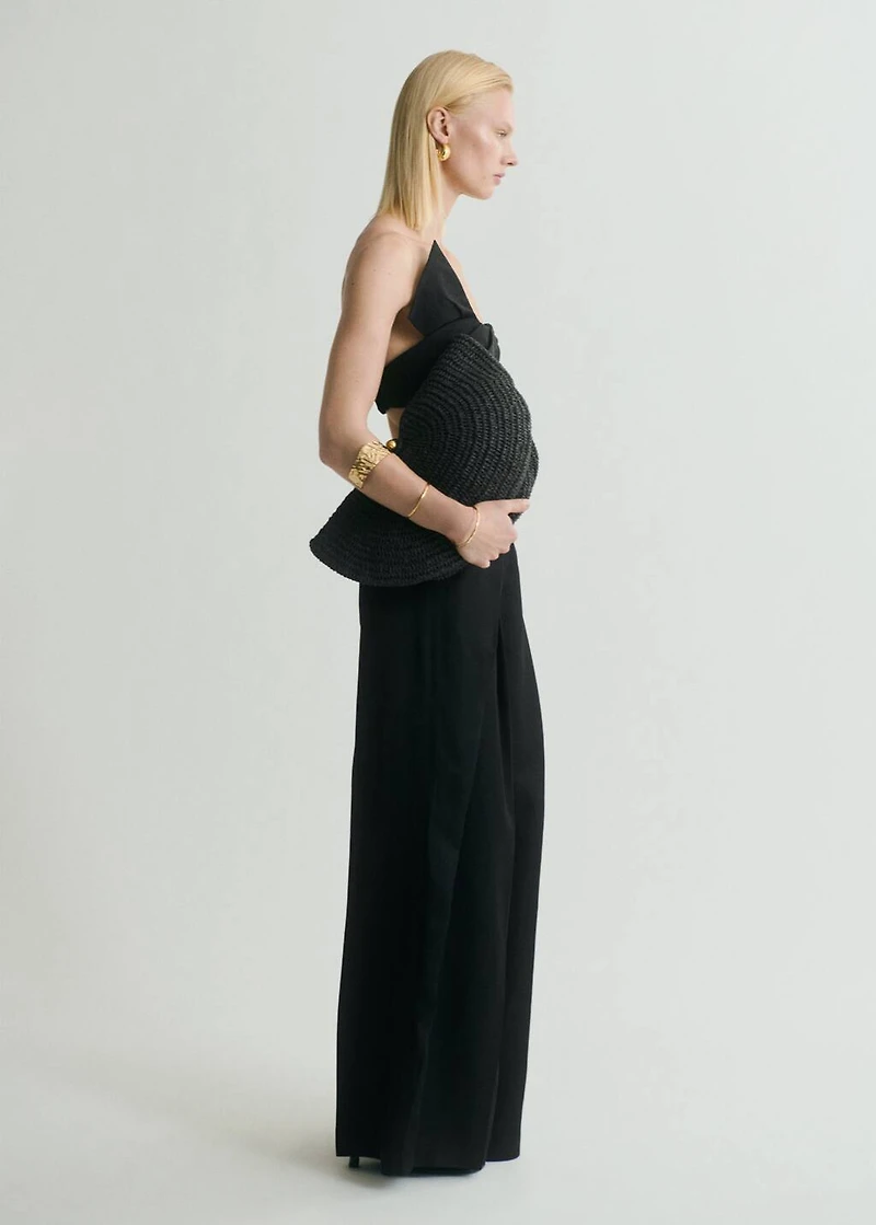 Wide leg pleated pants