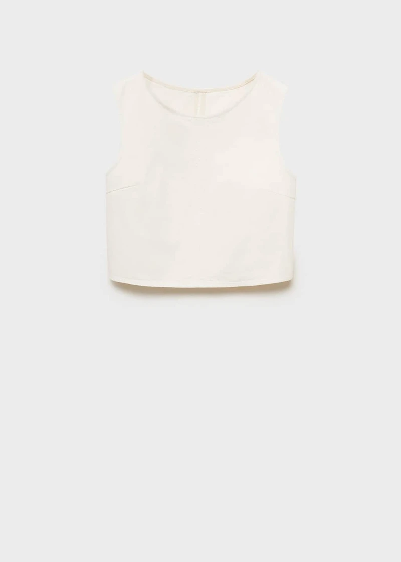 Denim crop top with buckle closure
