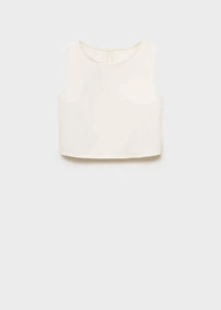 Denim crop top with buckle closure