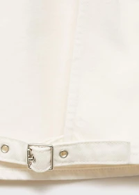 Denim crop top with buckle closure