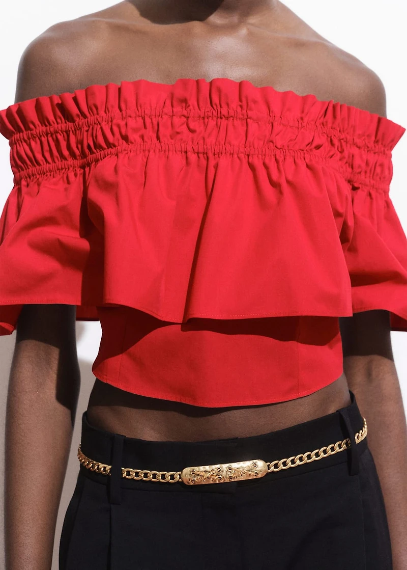 Strapless top with ruffle