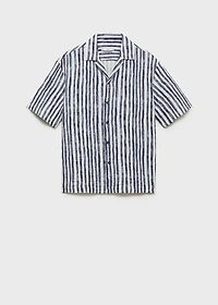 Short-sleeved striped cotton shirt