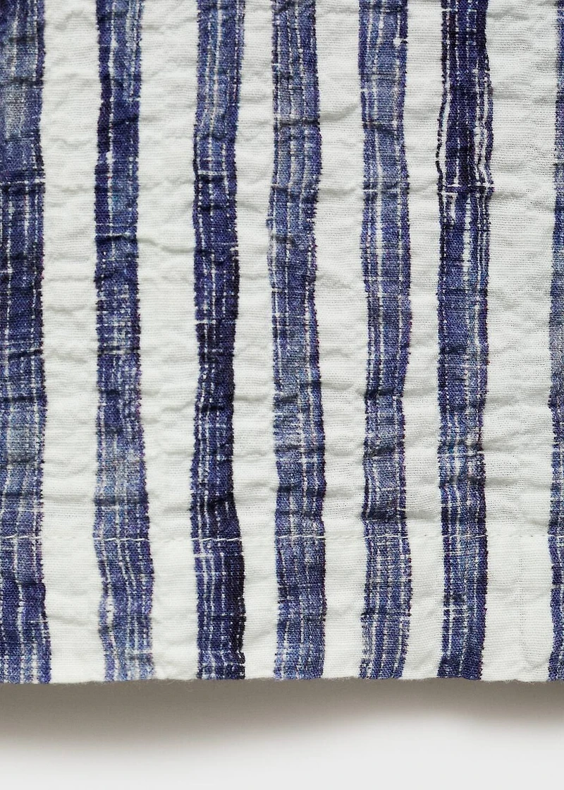 Short-sleeved striped cotton shirt