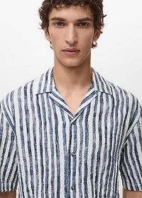 Short-sleeved striped cotton shirt