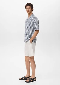 Short-sleeved striped cotton shirt