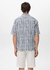 Short-sleeved striped cotton shirt