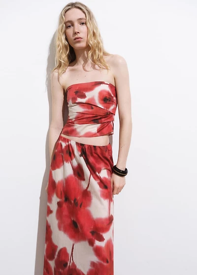Floral-print bandeau top