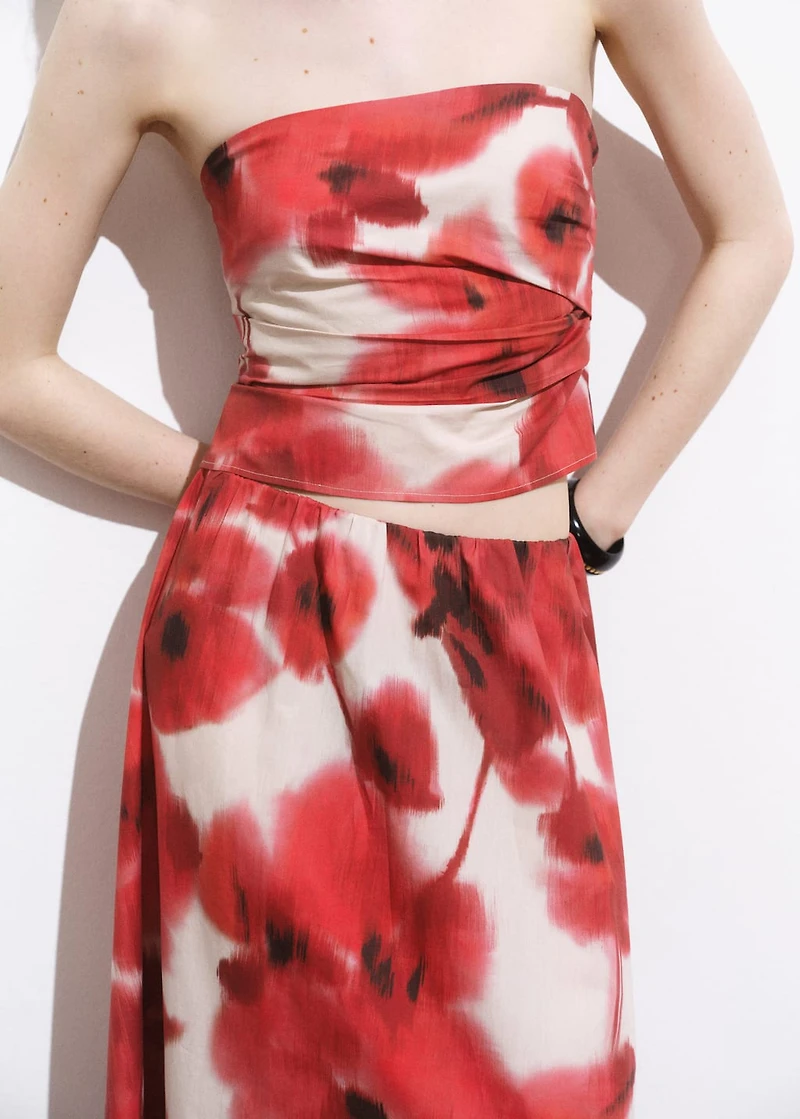 Floral-print bandeau top