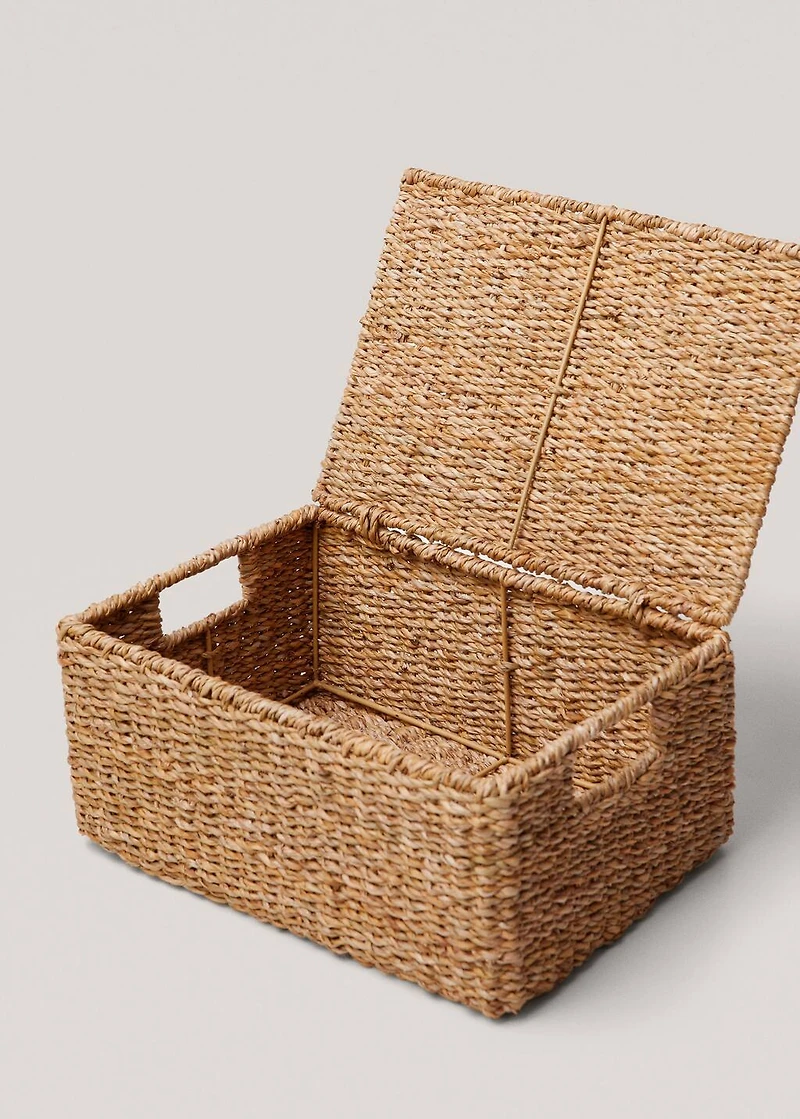 Small braided basket with handles