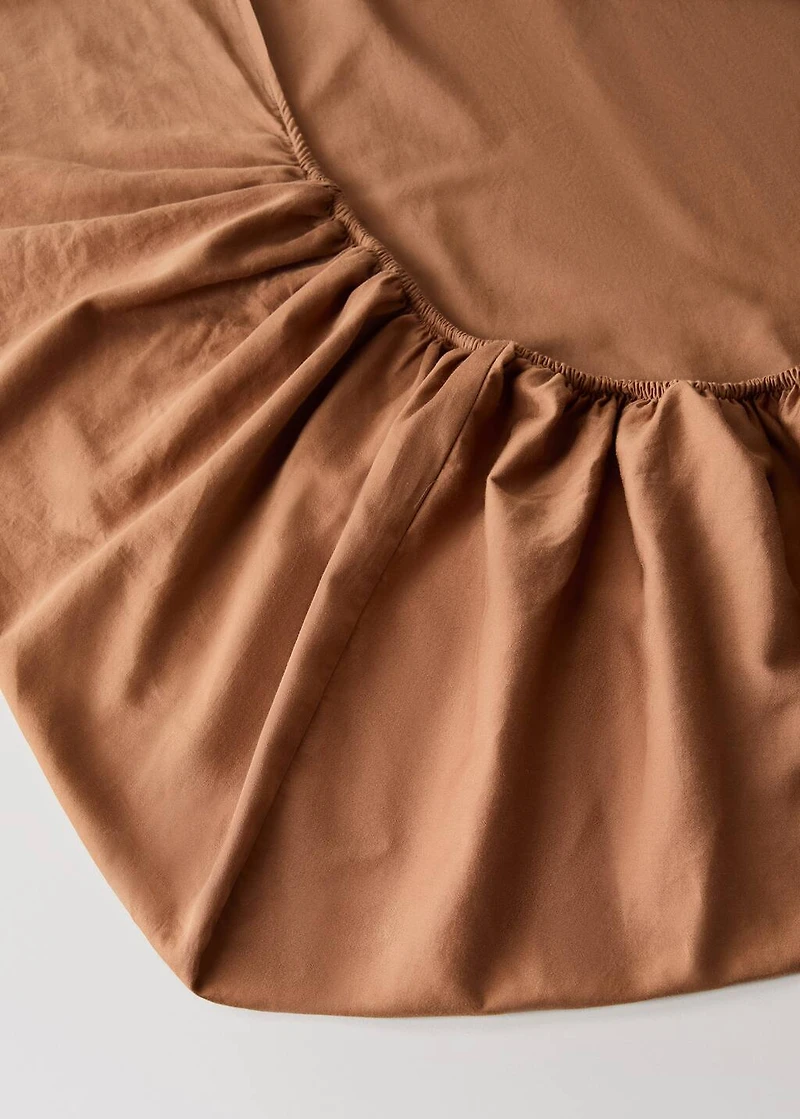 Washed cotton satin fitted sheet for 135 cm bed