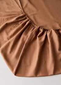 Washed cotton satin fitted sheet for 135 cm bed