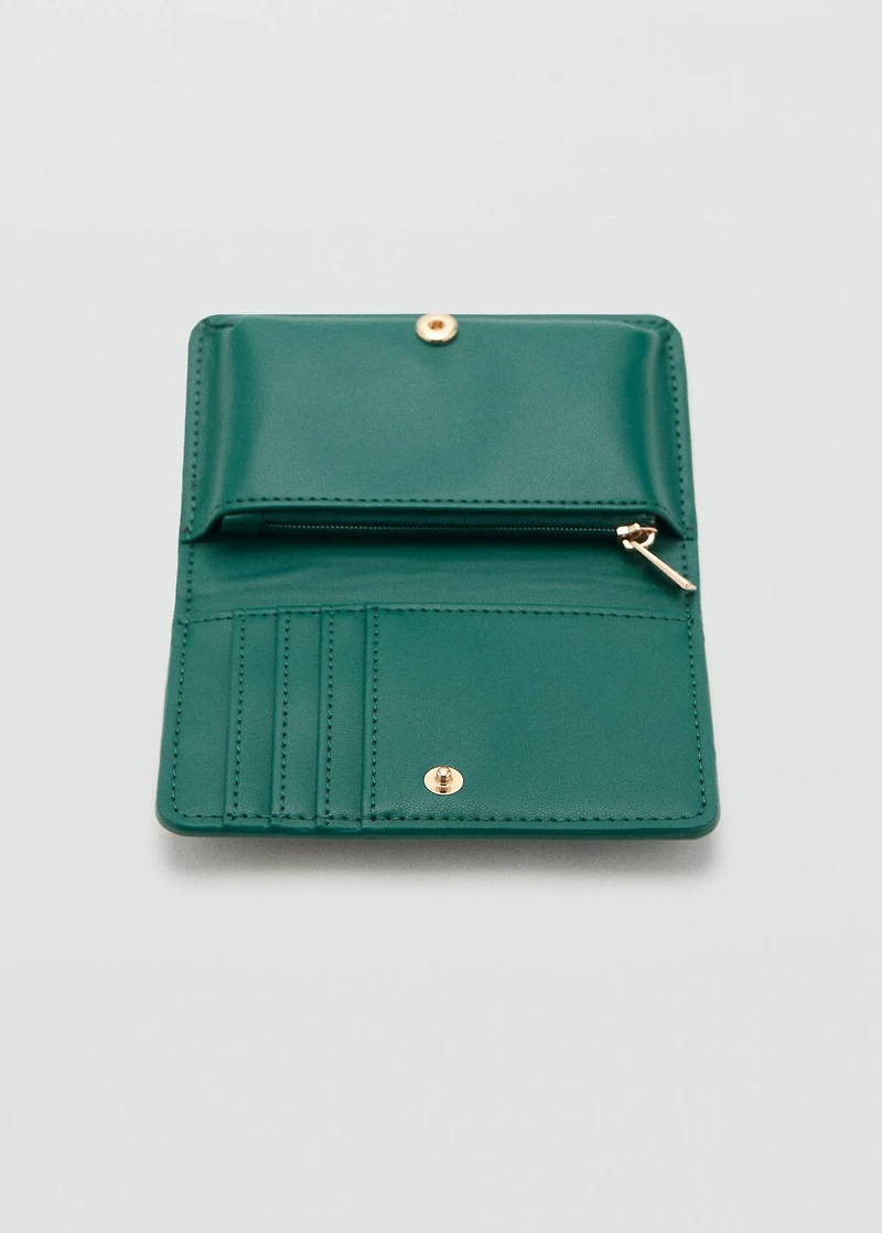 Wallet with printed logo and flap