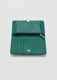 Wallet with printed logo and flap