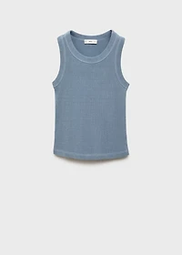 Ribbed cotton-blend top