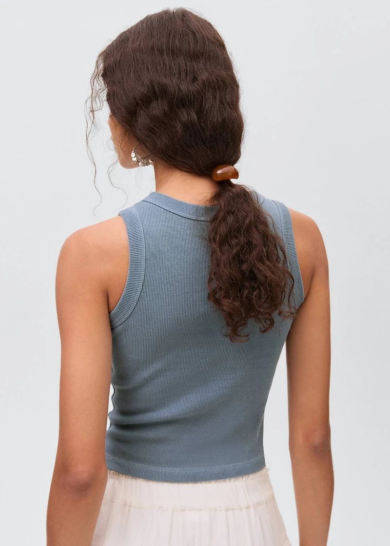 Ribbed cotton-blend top